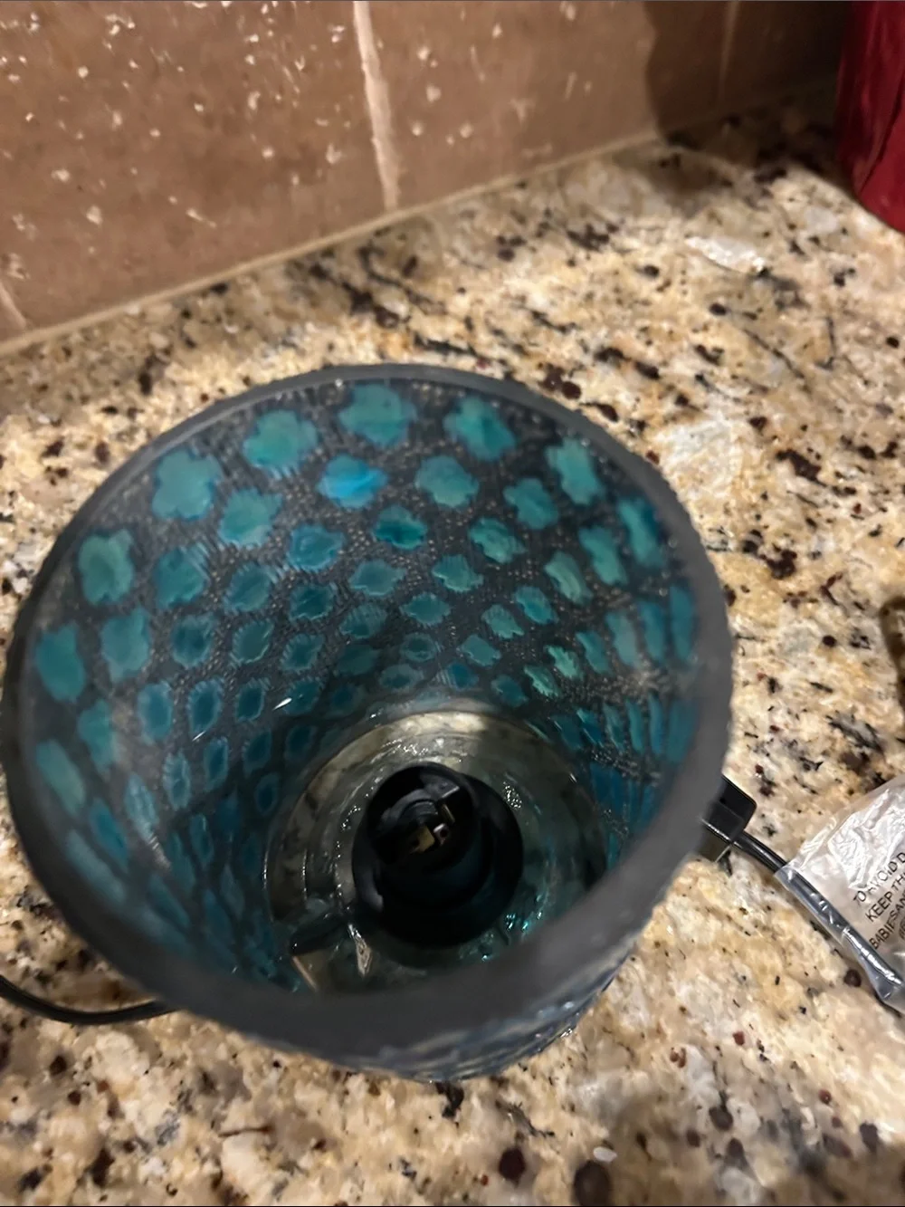 Scentsy Teal and Blue Mosaic Glass Candle Warmer Holder